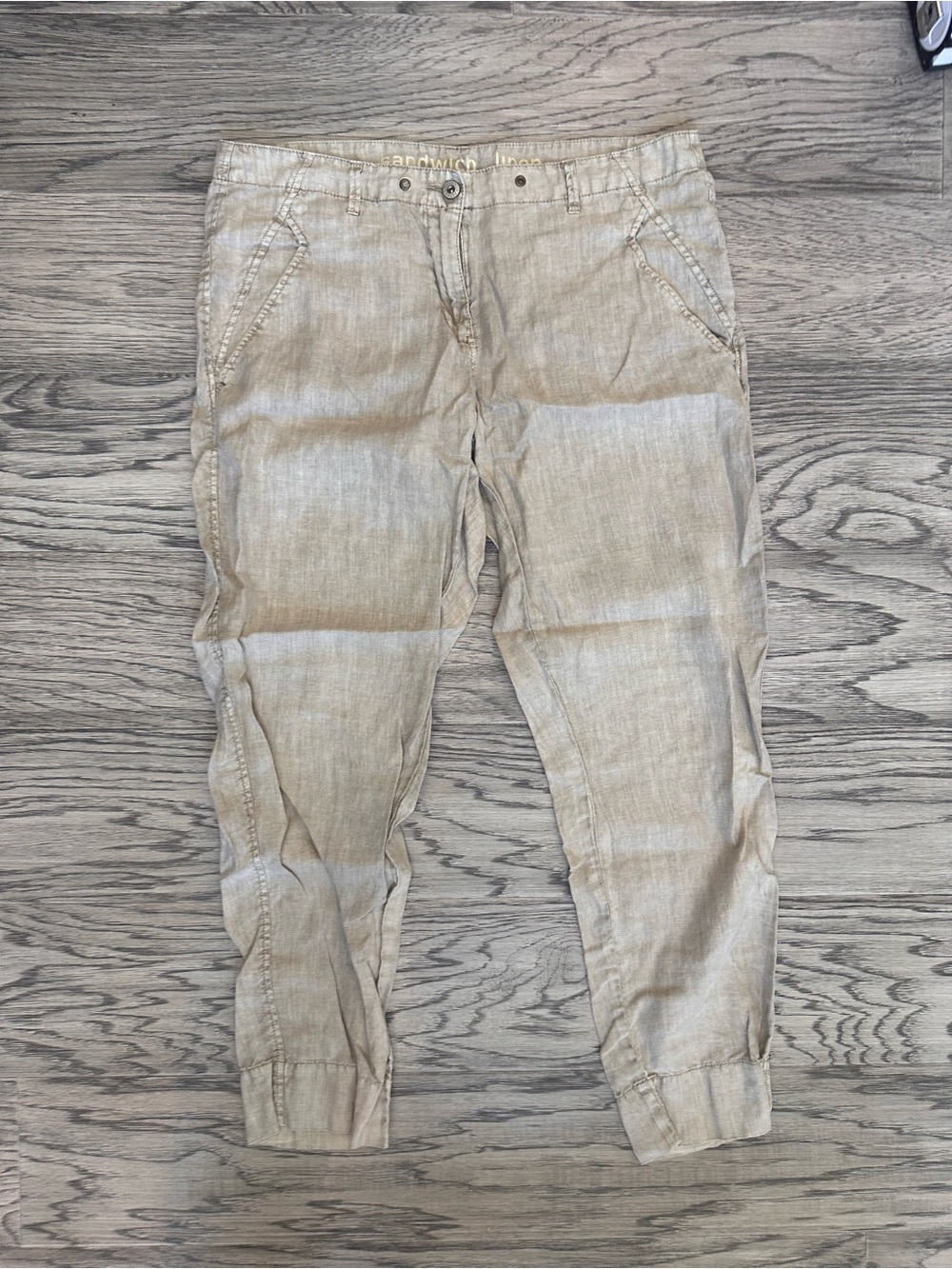 Women's Relaxed Linen-Blend Trousers in Light Taupe
